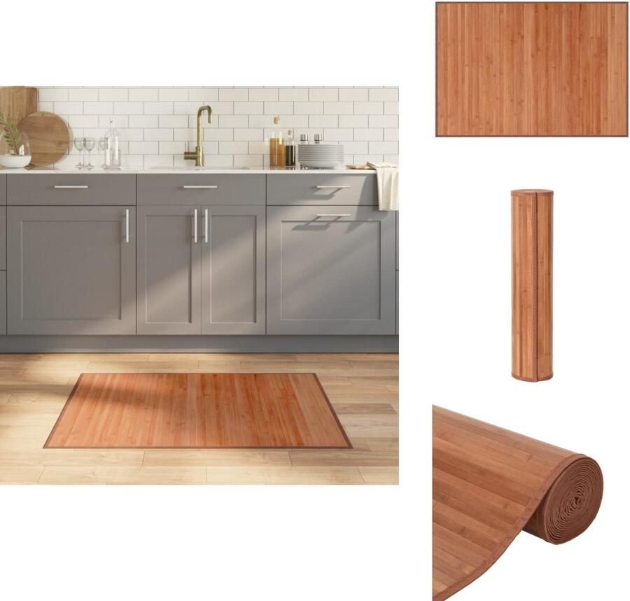 VidaXL Vloerkleed Vloerkleden Tapijt Vloerbedekking Vloerkleed rechthoekig 70x100 cm bamboe bruin