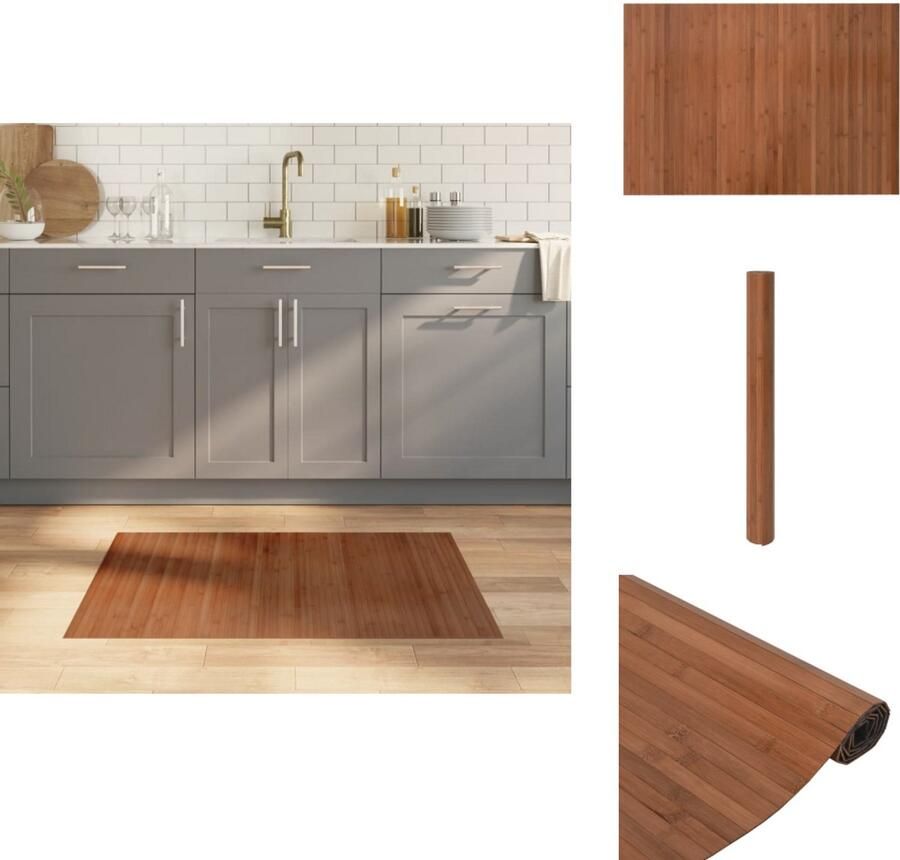 VidaXL Vloerkleed Vloerkleden Tapijt Vloerbedekking Vloerkleed rechthoekig 70x100 cm bamboe bruin