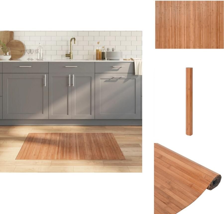 VidaXL Vloerkleed Vloerkleden Tapijt Vloerbedekking Vloerkleed rechthoekig 70x100 cm bamboe naturel