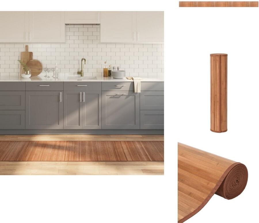 The Living Store Vloerkleed rechthoekig 70x1000 cm bamboe naturel Bamboetapijt Vloerkleden Natuurttapijt Livingroom Decoratie Kamerdecoratie