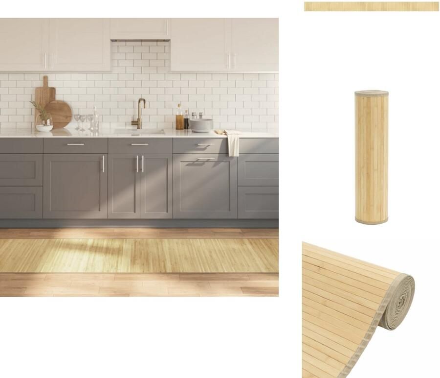 The Living Store Vloerkleed rechthoekig 70x1000 cm bamboe lichtnaturel Bamboetapijt Vloerkleden Woondecoratie Livingroom Decor Modern Tapijt - Foto 2