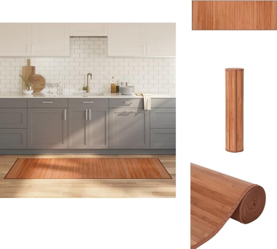 VidaXL Vloerkleed Vloerkleden Tapijt Vloerbedekking Vloerkleed rechthoekig 70x200 cm bamboe bruin