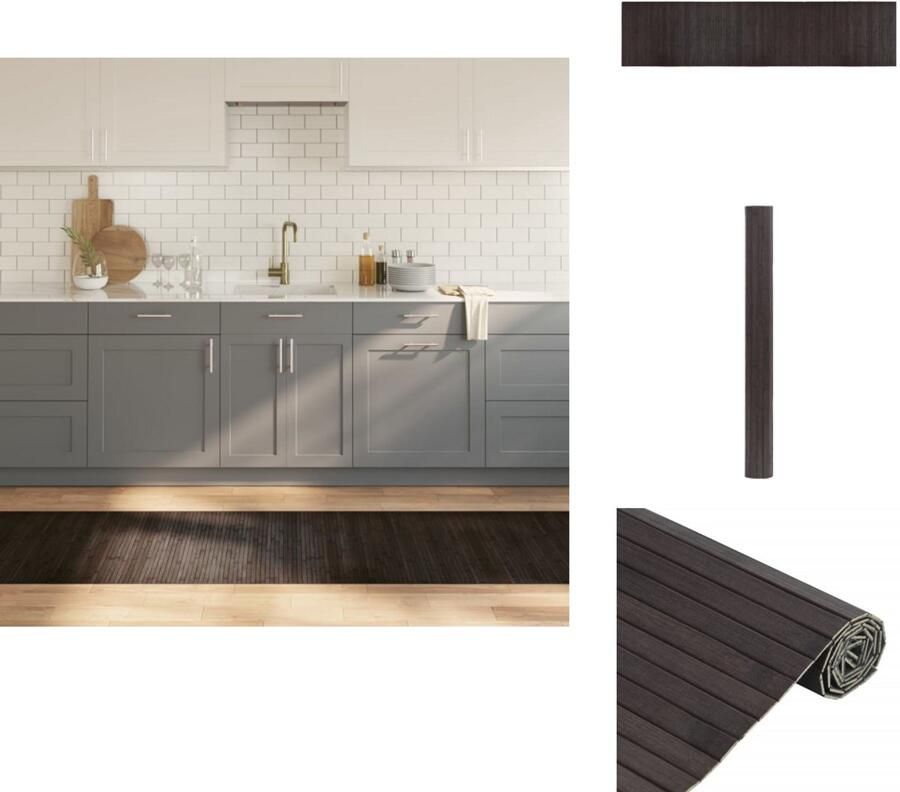 VidaXL Vloerkleed Vloerkleden Tapijt Vloerbedekking Vloerkleed rechthoekig 70x300 cm bamboe donkerbruin