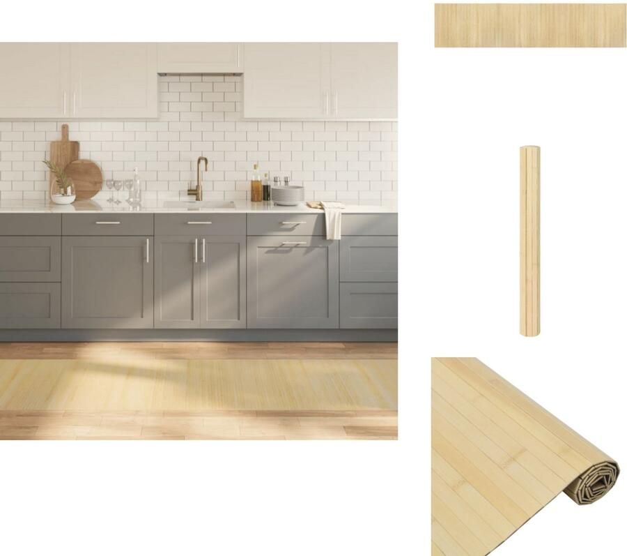 VidaXL Vloerkleed Vloerkleden Tapijt Vloerbedekking Vloerkleed rechthoekig 70x300 cm bamboe lichtnaturel