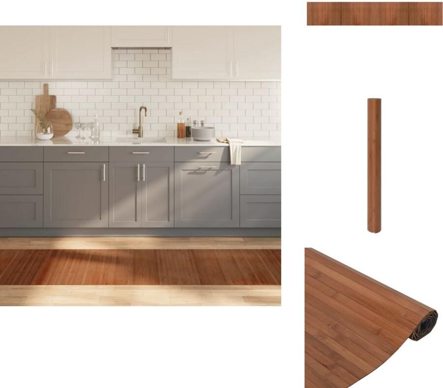 VidaXL Vloerkleed Vloerkleden Tapijt Vloerbedekking Vloerkleed rechthoekig 70x400 cm bamboe bruin