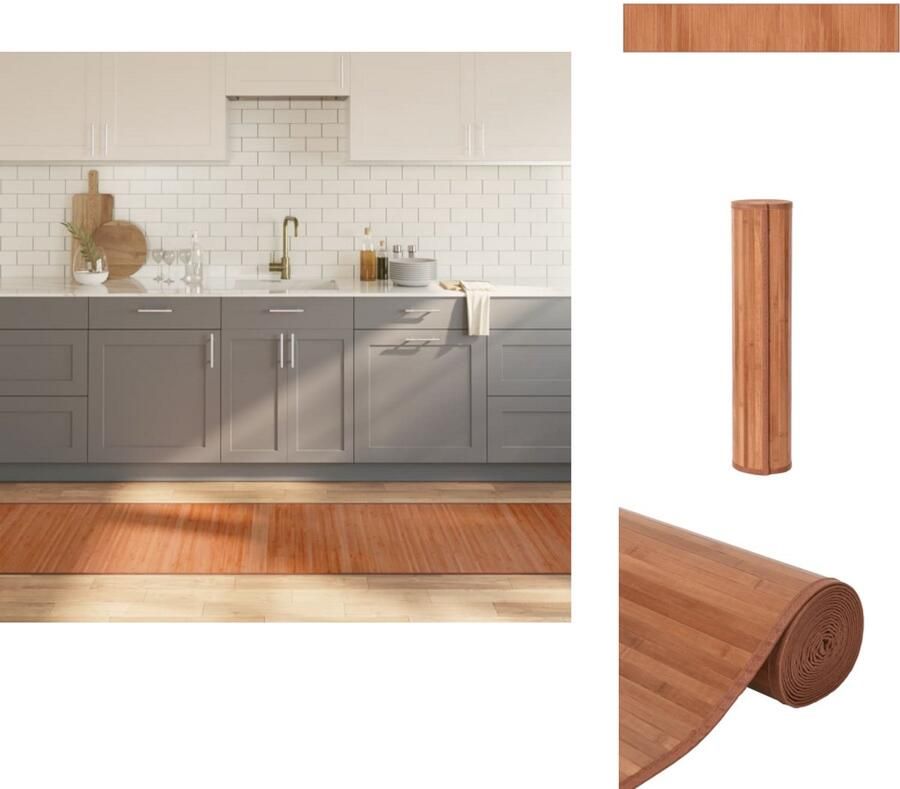 VidaXL Vloerkleed Bamboe 70x400 cm Bruin Bamboetapijt Vloertapijten Modern Tapijt Bruine Tapijt Groot Tapijt