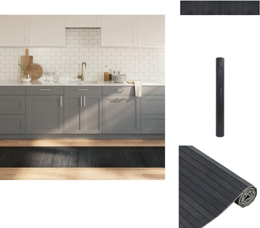 VidaXL Vloerkleed Vloerkleden Tapijt Vloerbedekking Vloerkleed rechthoekig 70x400 cm bamboe grijs