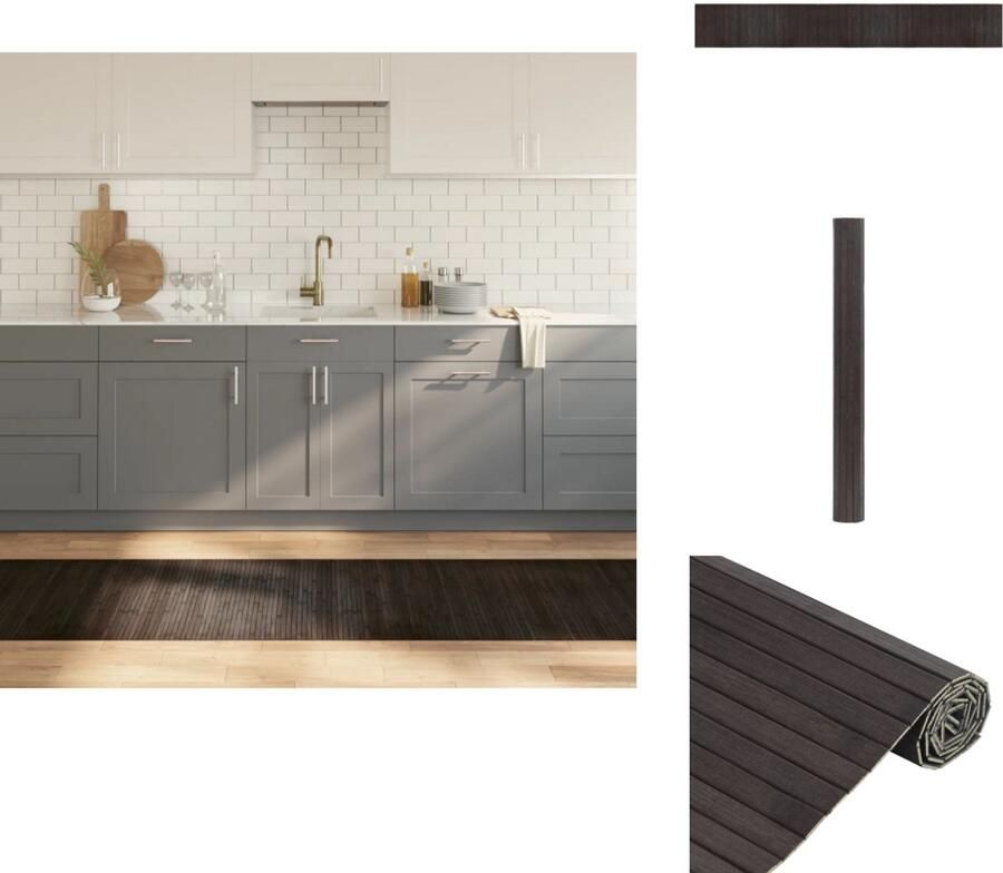 VidaXL Vloerkleed Vloerkleden Tapijt Vloerbedekking Vloerkleed rechthoekig 70x500 cm bamboe donkerbruin