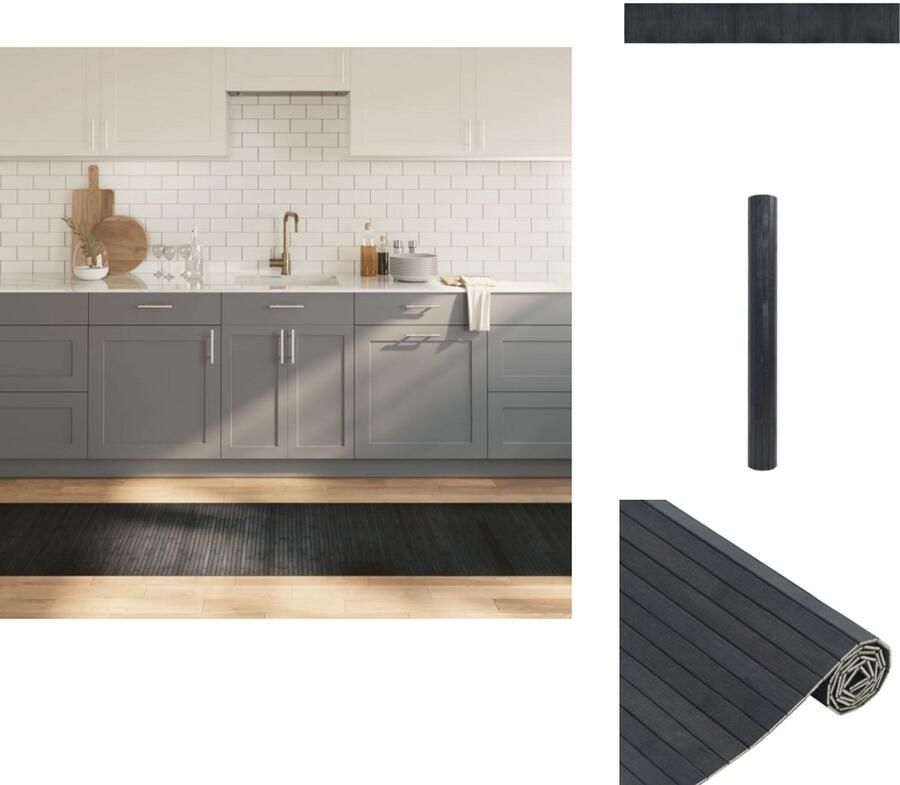 VidaXL Vloerkleed Vloerkleden Tapijt Vloerbedekking Vloerkleed rechthoekig 70x500 cm bamboe grijs