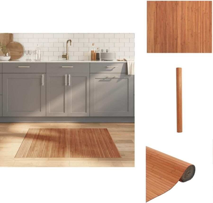 VidaXL Vloerkleed Vloerkleden Tapijt Vloerbedekking Vloerkleed rechthoekig 80x100 cm bamboe bruin