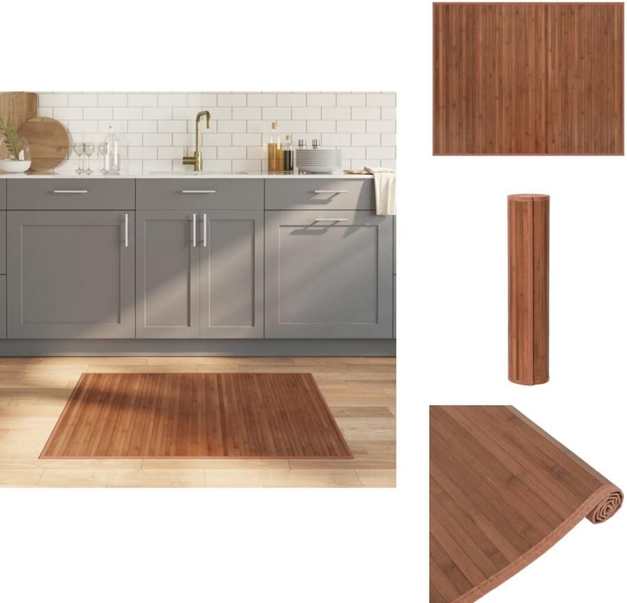 VidaXL Vloerkleed Vloerkleden Tapijt Vloerbedekking Vloerkleed rechthoekig 80x100 cm bamboe bruin