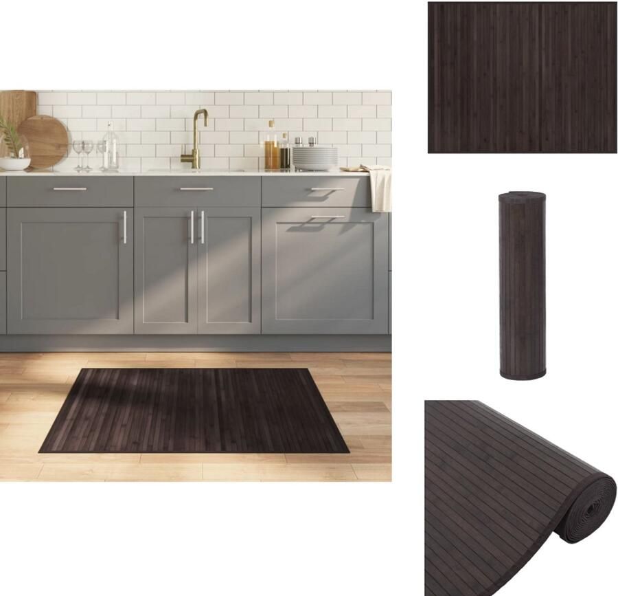 VidaXL Vloerkleed Vloerkleden Tapijt Vloerbedekking Vloerkleed rechthoekig 80x100 cm bamboe donkerbruin