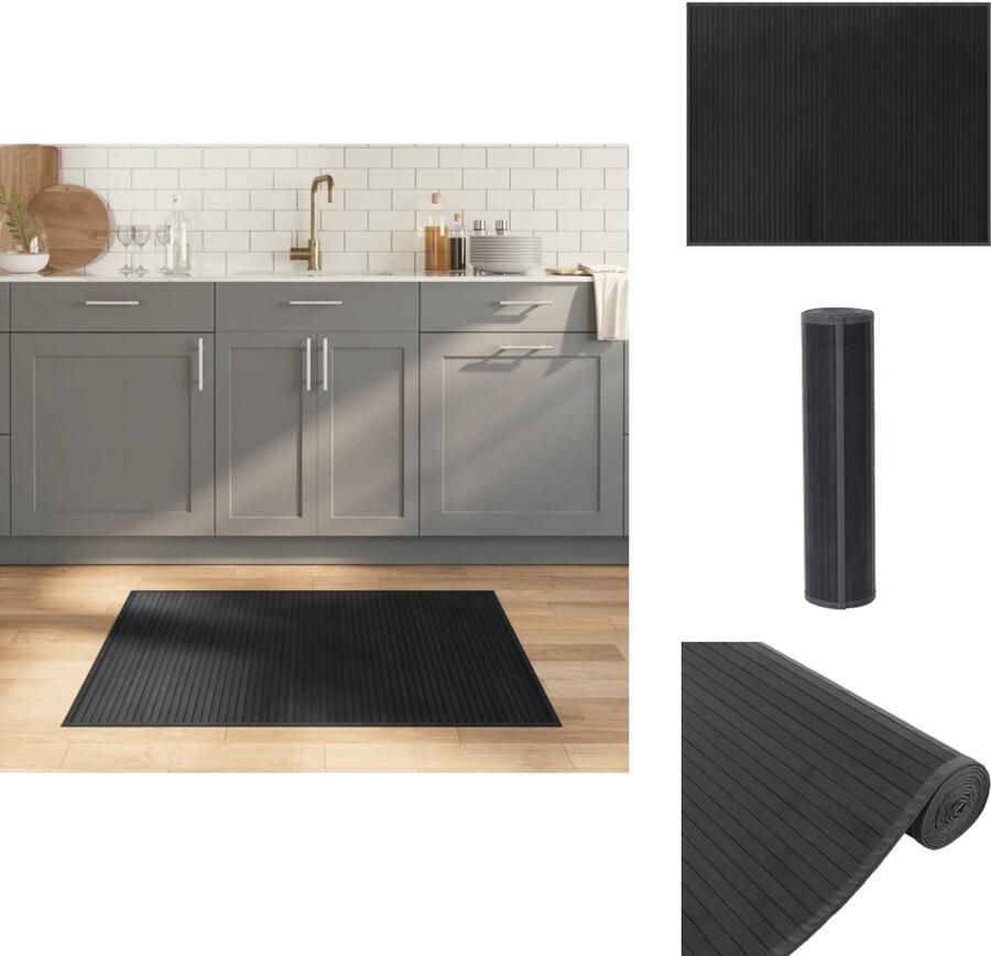 VidaXL Vloerkleed Vloerkleden Tapijt Vloerbedekking Vloerkleed rechthoekig 80x100 cm bamboe grijs