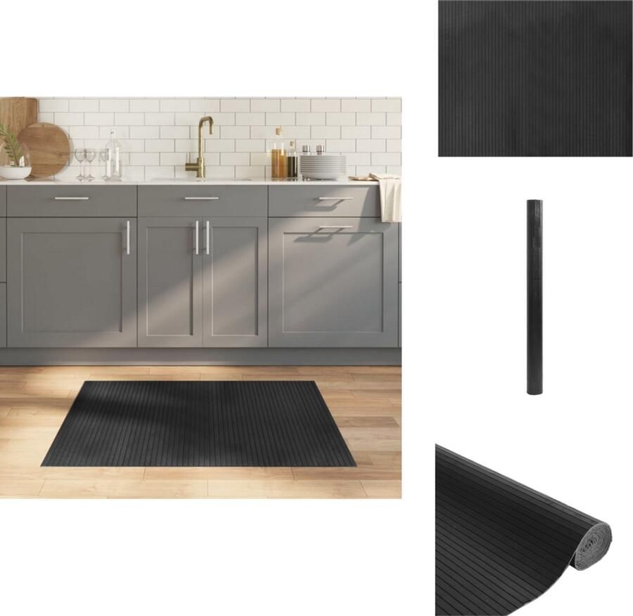 VidaXL Vloerkleed Vloerkleden Tapijt Vloerbedekking Vloerkleed rechthoekig 80x100 cm bamboe grijs - Foto 2