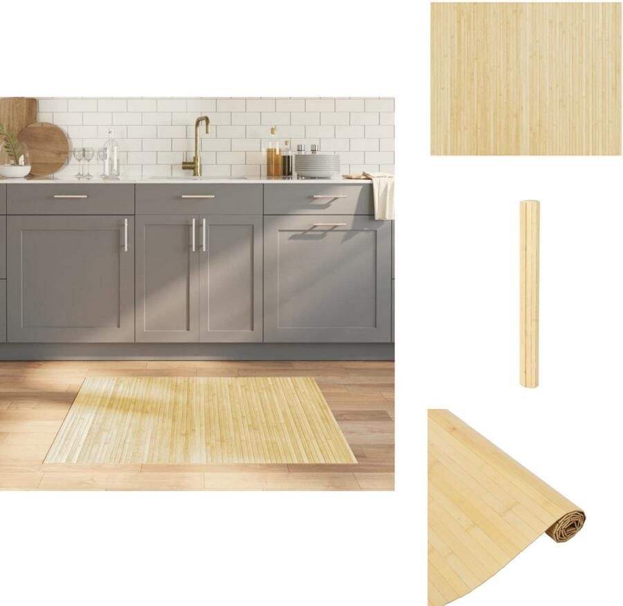 VidaXL Vloerkleed Vloerkleden Tapijt Vloerbedekking Vloerkleed rechthoekig 80x100 cm bamboe lichtnaturel