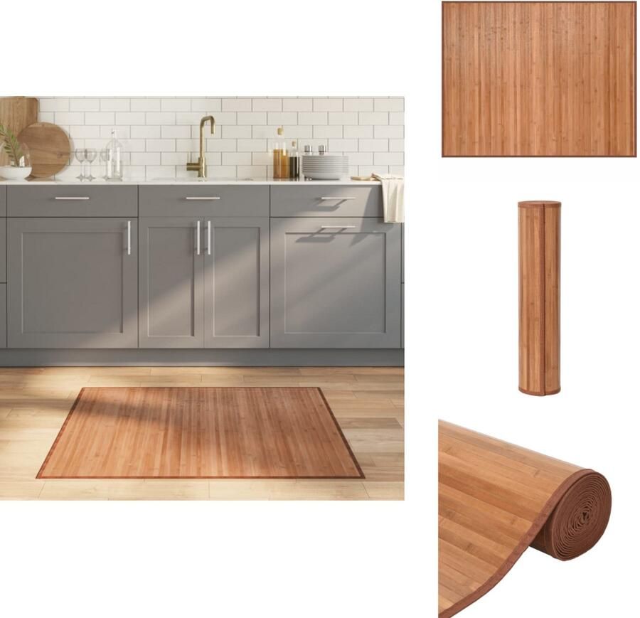 VidaXL Vloerkleed Vloerkleden Tapijt Vloerbedekking Vloerkleed rechthoekig 80x100 cm bamboe naturel