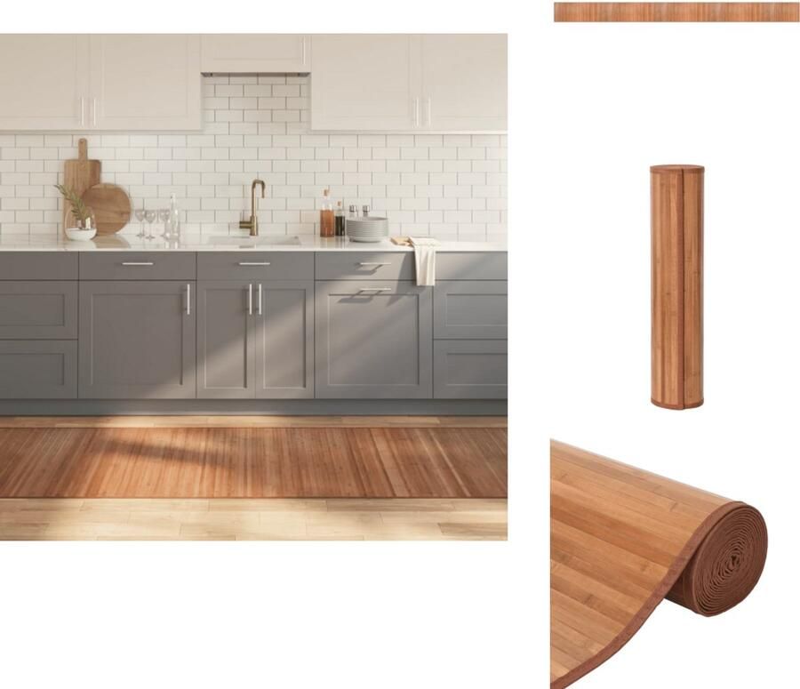 VidaXL Vloerkleed Vloerkleden Tapijt Vloerbedekking Vloerkleed rechthoekig 80x1000 cm bamboe naturel