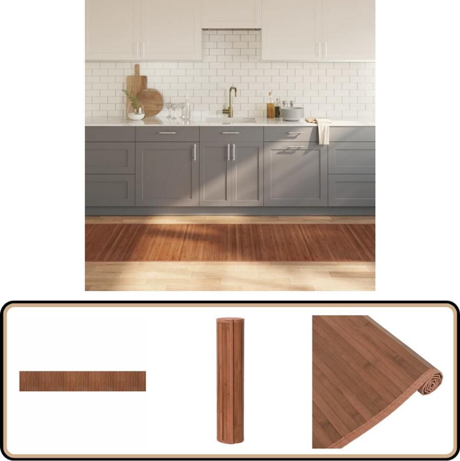 VidaXL Vloerkleed Bamboe Rechthoekig 80x1000 cm Bruin Bamboetapijt Vloertapijt Modern Tapijt Bruine Tapijt Duurzame Tapijt