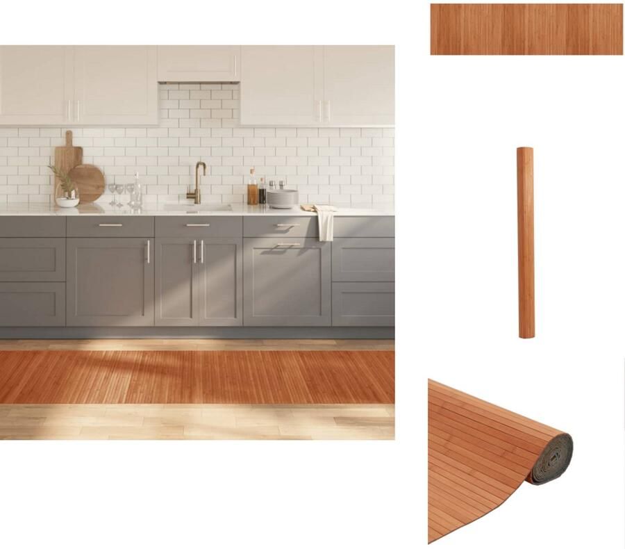 The Living Store Bamboe Tapijt 80 x 300 cm Duurzaam Natuurlijk Vloerkleed Bamboetapijt Vloerkleden Natuurlijke Decoratie Livingroom Accessoires Modern Design - Foto 3