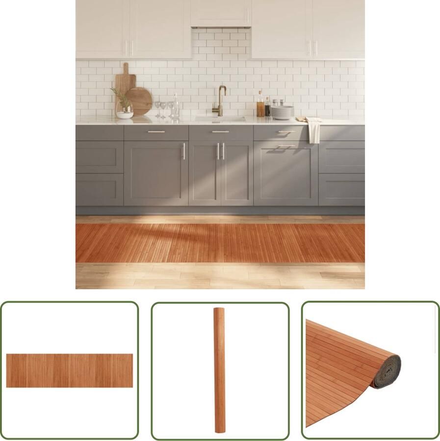 The Living Store Bamboe Tapijt 80 x 300 cm Duurzaam Natuurlijk Vloerkleed Bamboetapijt Vloerkleden Natuurlijke Decoratie Livingroom Accessoires Modern Design - Foto 2