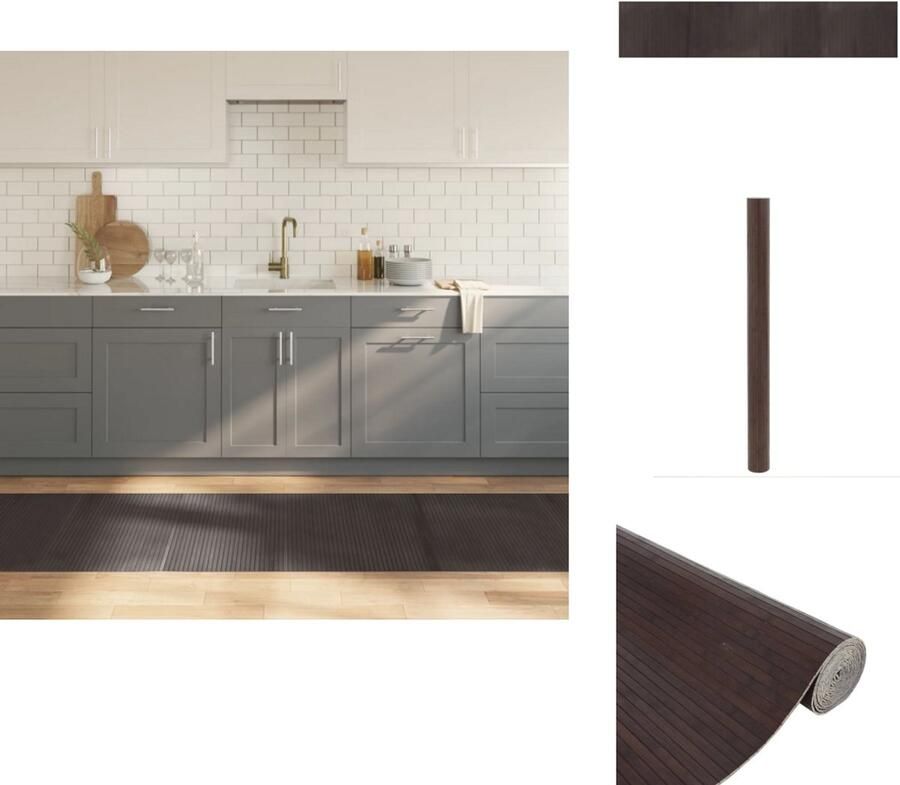 VidaXL Vloerkleed Vloerkleden Tapijt Vloerbedekking Vloerkleed rechthoekig 80x400 cm bamboe donkerbruin