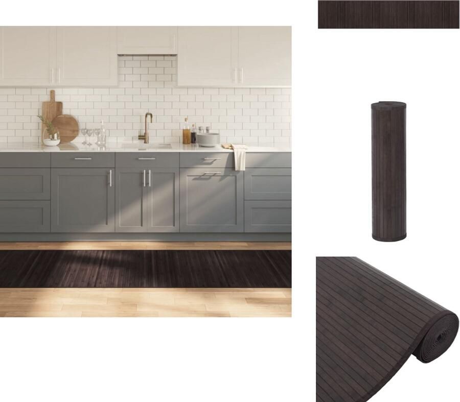 VidaXL Vloerkleed Vloerkleden Tapijt Vloerbedekking Vloerkleed rechthoekig 80x400 cm bamboe donkerbruin