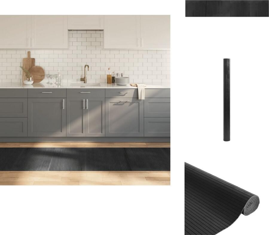 VidaXL Vloerkleed Vloerkleden Tapijt Vloerbedekking Vloerkleed rechthoekig 80x400 cm bamboe grijs