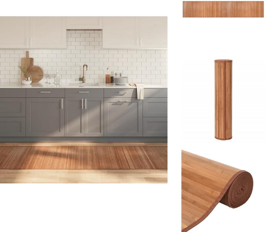 VidaXL Vloerkleed Bamboe 80x400 cm Naturel Bamboetapijt Vloerkleed Naturelle Look Anti Slip Duurzaam