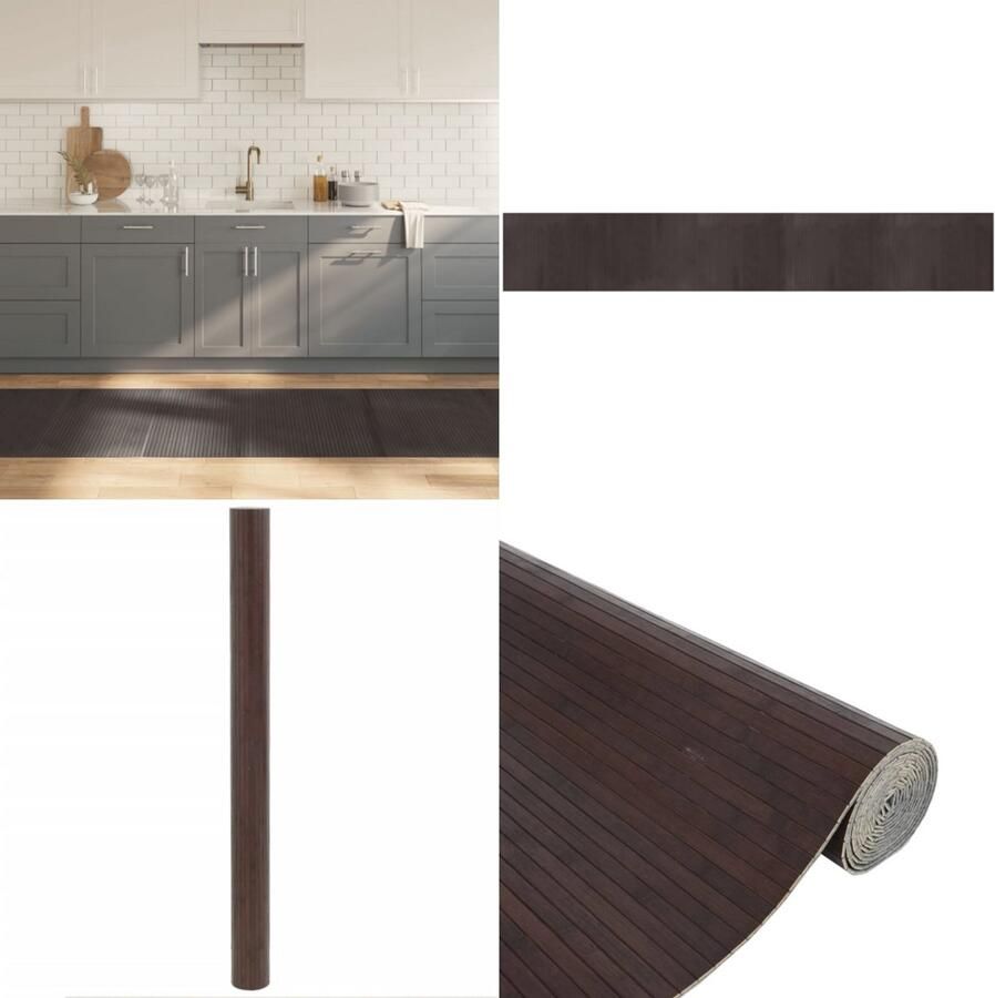 The Living Store Vloerkleed rechthoekig 80x500 cm bamboe donkerbruin Bamboetapijt Vloertapijt Donkere Houten Vloer Kamerdecoratie Livingroom Decor