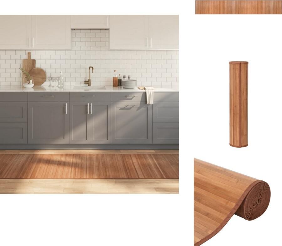 VidaXL Vloerkleed Vloerkleden Tapijt Vloerbedekking Vloerkleed rechthoekig 80x500 cm bamboe naturel