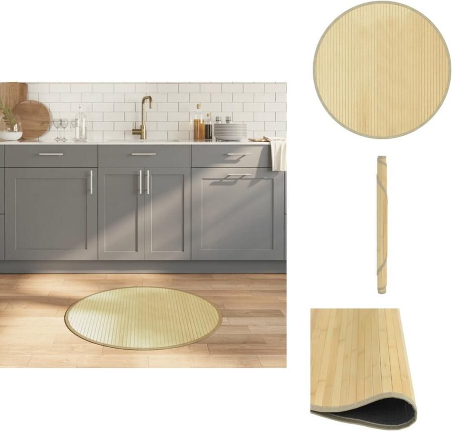 VidaXL Vloerkleed Rond 80 cm Bamboe Lichtnatuurlijk Bamboetapijt Vloertapijt Rond Tapijt Woonkamertapijt Beige Tapijt - Foto 2