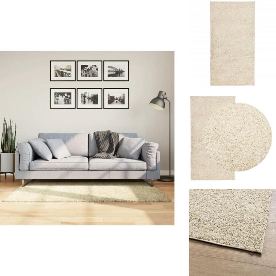VidaXL Vloerkleed Shaggy Hoogpolig 80x150 cm Goud Shaggy Vloerkleed Polypropyleen Vloerkleed Gouden Vloerkleed Woonkamer Tapijt Slaapkamer Tapijt