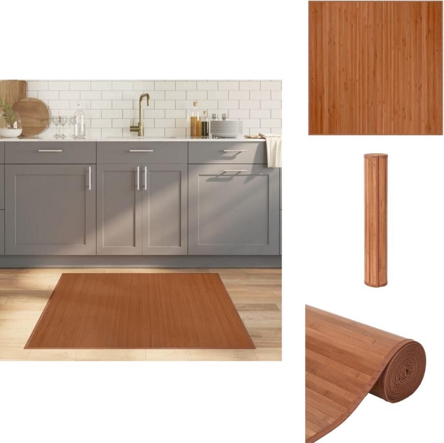 VidaXL Vloerkleed Vloerkleden Tapijt Vloerbedekking Vloerkleed vierkant 100x100 cm bamboe bruin