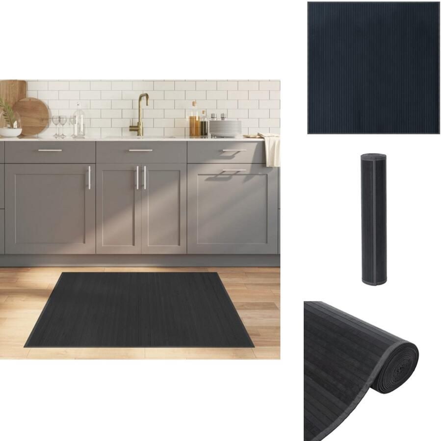 VidaXL Vloerkleed Vloerkleden Tapijt Vloerbedekking Vloerkleed vierkant 100x100 cm bamboe grijs