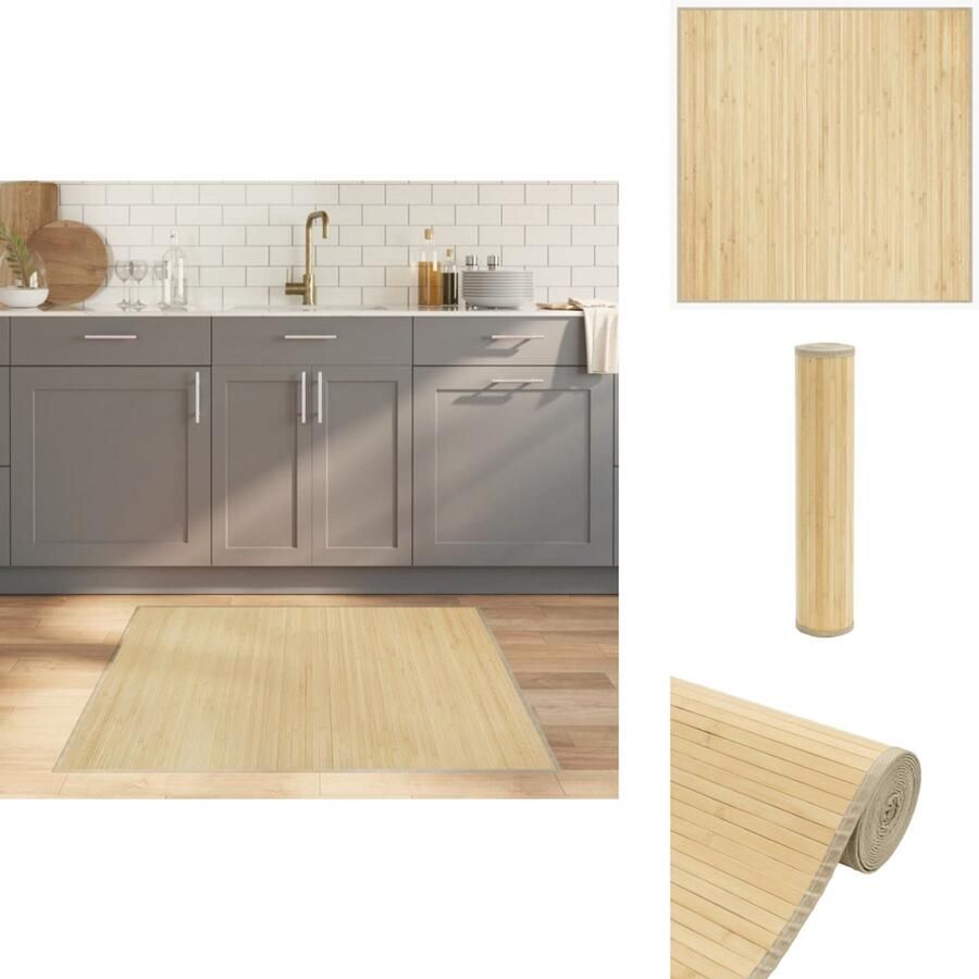 VidaXL Vloerkleed Vloerkleden Tapijt Vloerbedekking Vloerkleed vierkant 100x100 cm bamboe lichtnaturel