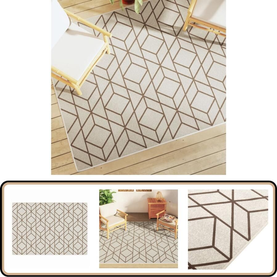 The Living Store Vloerkleed Binnen Buiten 160 x 230 cm Meerkleurig Geometrisch Design Vloerkleed Binnen Buiten Design Modern - Foto 2