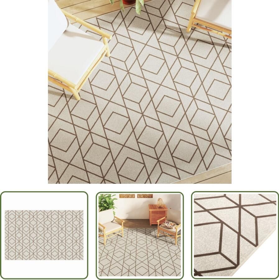 VidaXL Vloerkleed 190x300 cm Meer kleurig Binnen Buiten Vloerkleden Vloerkleed Multifunctioneel Beige Vloerkleed Geometrisch Vloerkleed Outdoor Vloerkleed