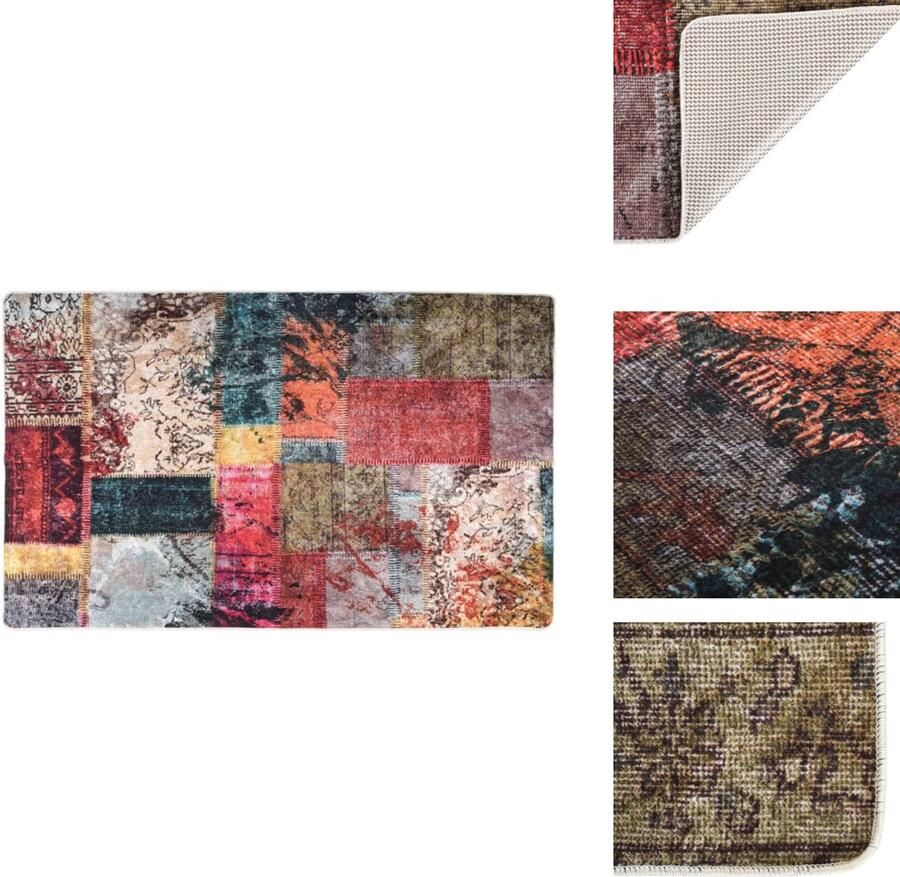 VidaXL Vloerkleed Vloerkleden Tapijt Vloerbedekking Vloerkleed wasbaar anti-slip 120x170 cm patchwork meerkleurig