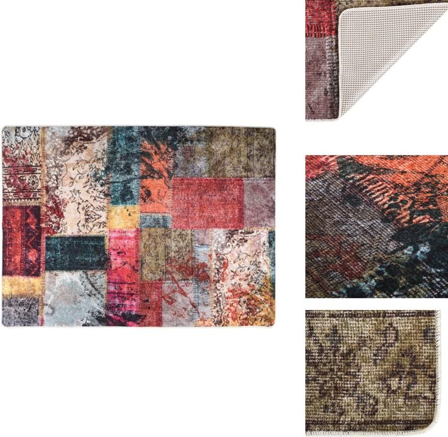 VidaXL Vloerkleed Vloerkleden Tapijt Vloerbedekking Vloerkleed wasbaar anti-slip 150x230 cm patchwork meerkleurig