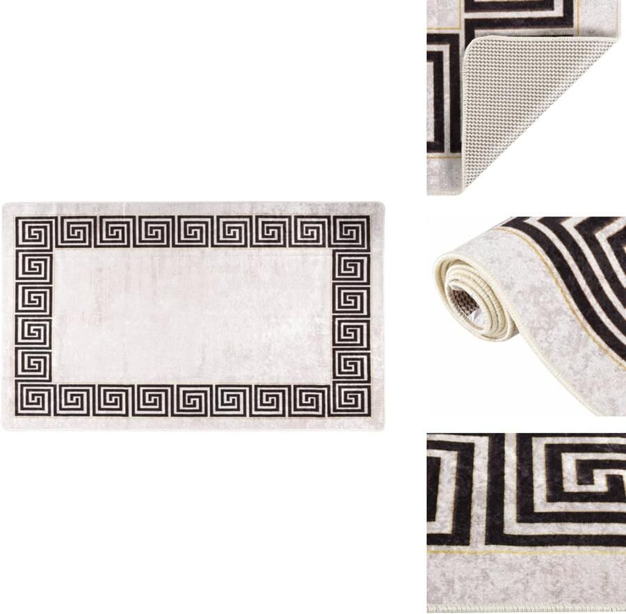 VidaXL Vloerkleed Vloerkleden Tapijt Vloerbedekking Vloerkleed wasbaar anti-slip 150x230 cm wit en zwart