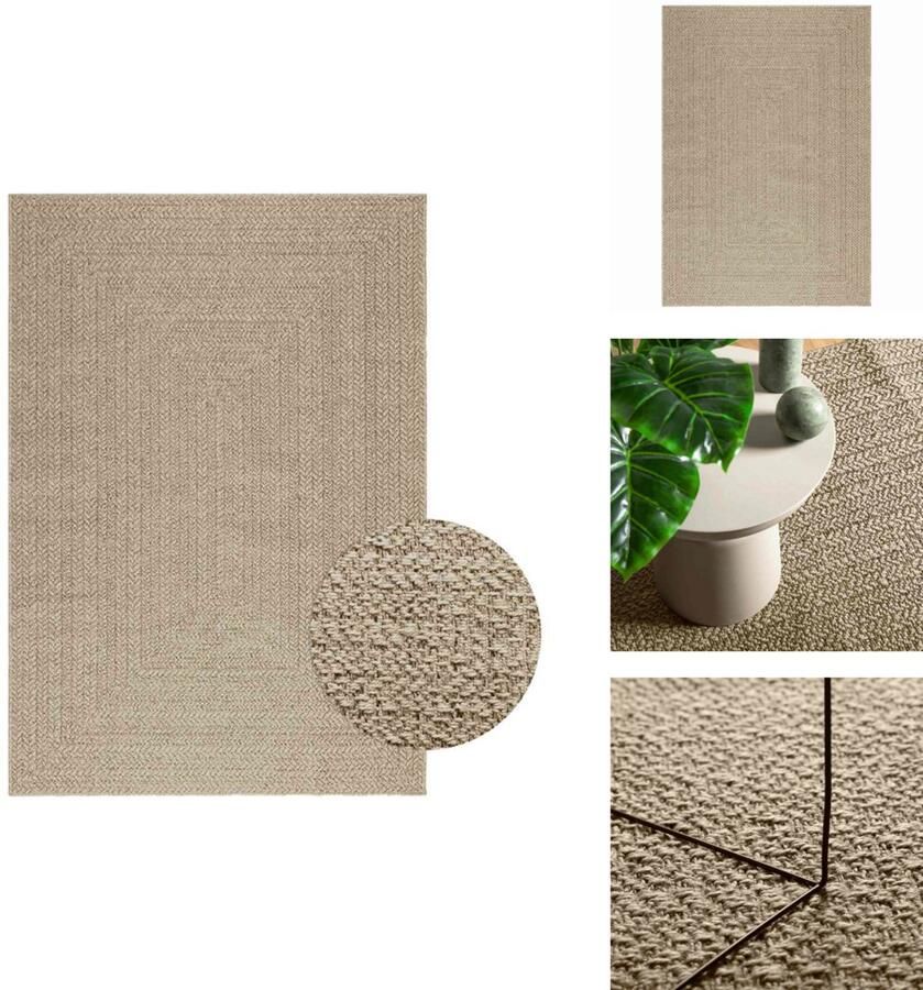 VidaXL Vloerkleed Vloerkleden Tapijt Vloerbedekking Vloerkleed ZIZUR beige binnen en buiten 140x200 cm jute look