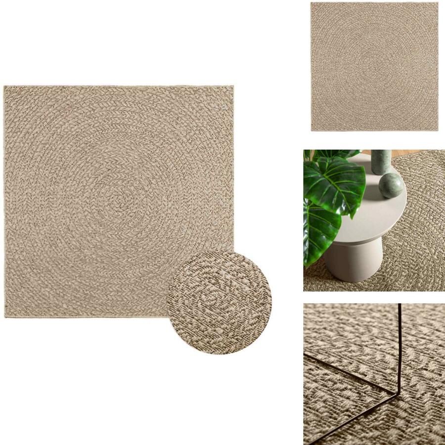 VidaXL Vloerkleed Vloerkleden Tapijt Vloerbedekking Vloerkleed ZIZUR beige binnen en buiten 120x120 cm jute look