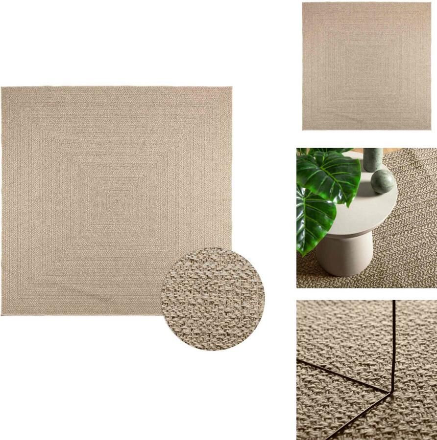 VidaXL Vloerkleed Vloerkleden Tapijt Vloerbedekking Vloerkleed ZIZUR beige binnen en buiten 240x240 cm jute look