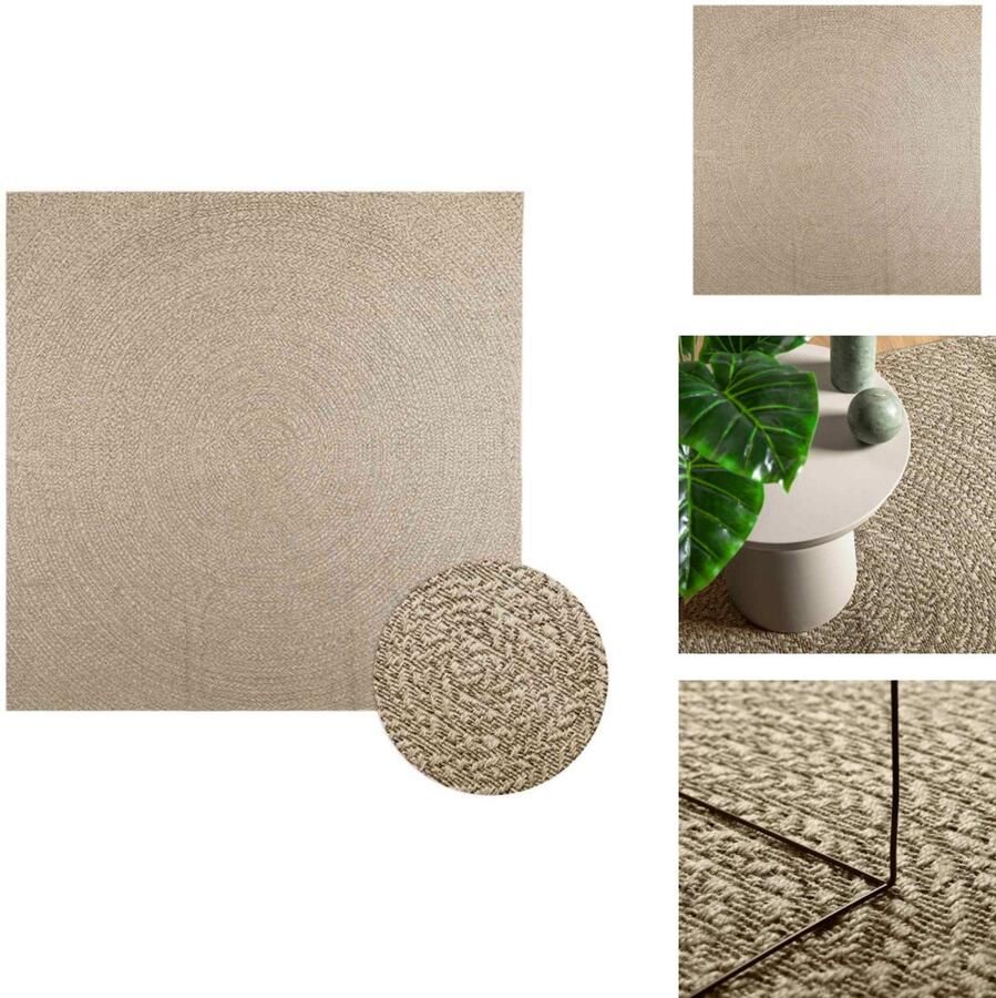 VidaXL Vloerkleed Vloerkleden Tapijt Vloerbedekking Vloerkleed ZIZUR beige binnen en buiten 240x240 cm jute look