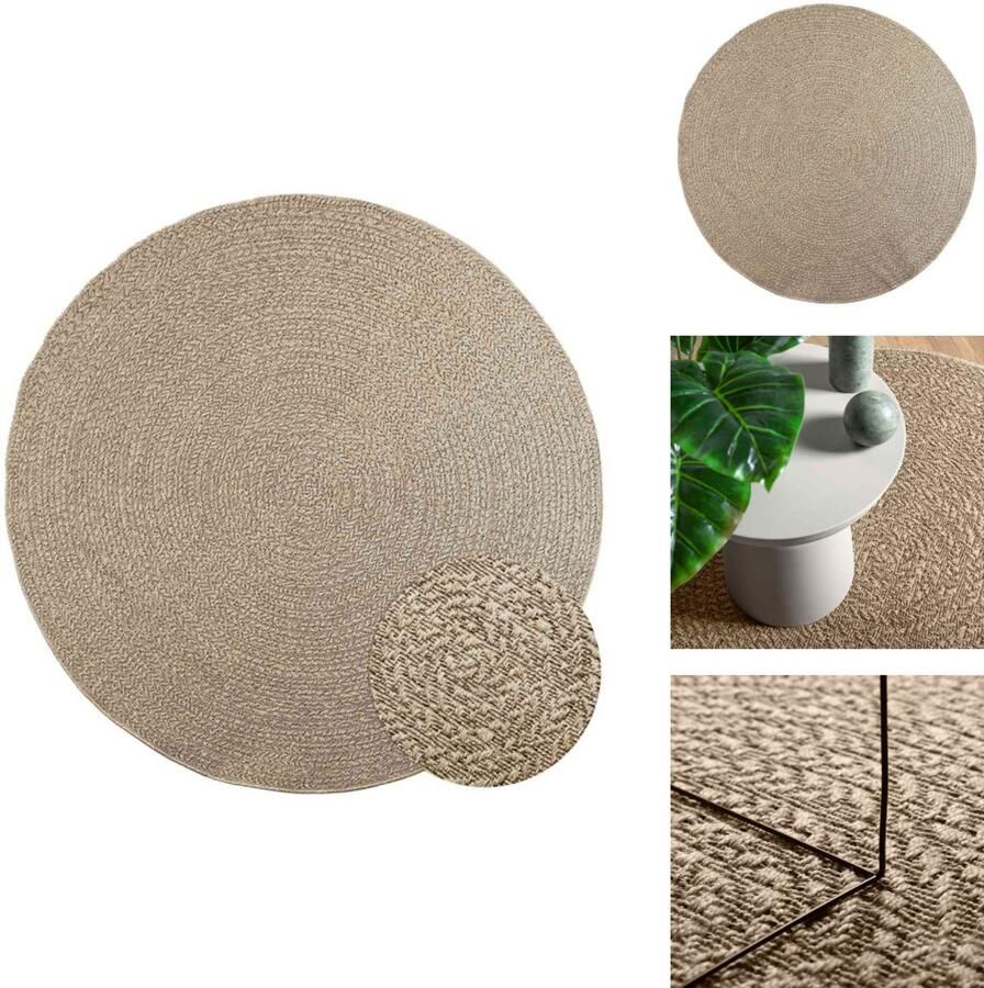 VidaXL Vloerkleed Vloerkleden Tapijt Vloerbedekking Vloerkleed ZIZUR beige binnen en buiten Ø 200 cm jute look