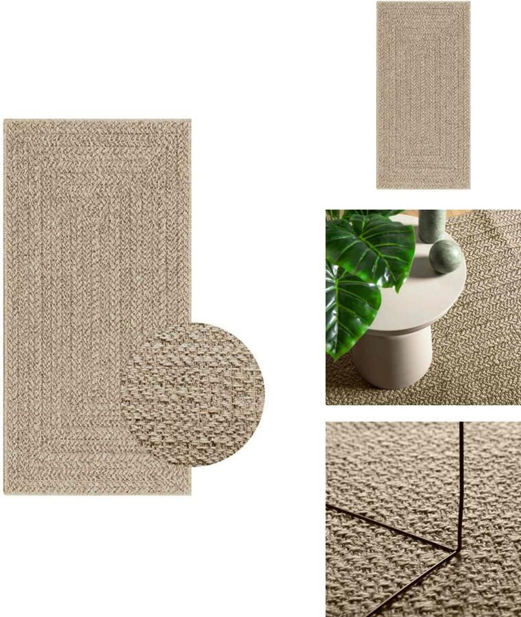 VidaXL Vloerkleed Vloerkleden Tapijt Vloerbedekking Vloerkleed ZIZUR beige binnen en buiten 60x110 cm jute look