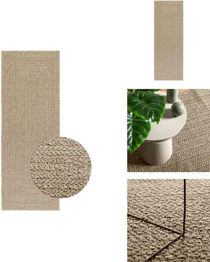 VidaXL Vloerkleed Vloerkleden Tapijt Vloerbedekking Vloerkleed ZIZUR beige binnen en buiten 80x200 cm jute look