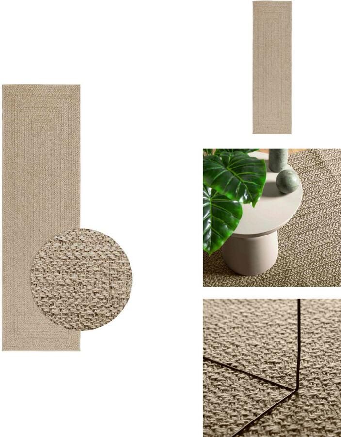VidaXL Vloerkleed Vloerkleden Tapijt Vloerbedekking Vloerkleed ZIZUR beige binnen en buiten 80x250 cm jute look
