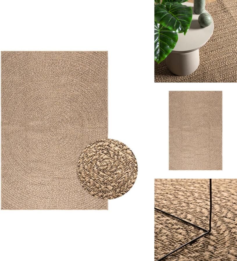 VidaXL Vloerkleed Vloerkleden Tapijt Vloerbedekking Vloerkleed ZIZUR binnen en buiten 120x170 cm jute look