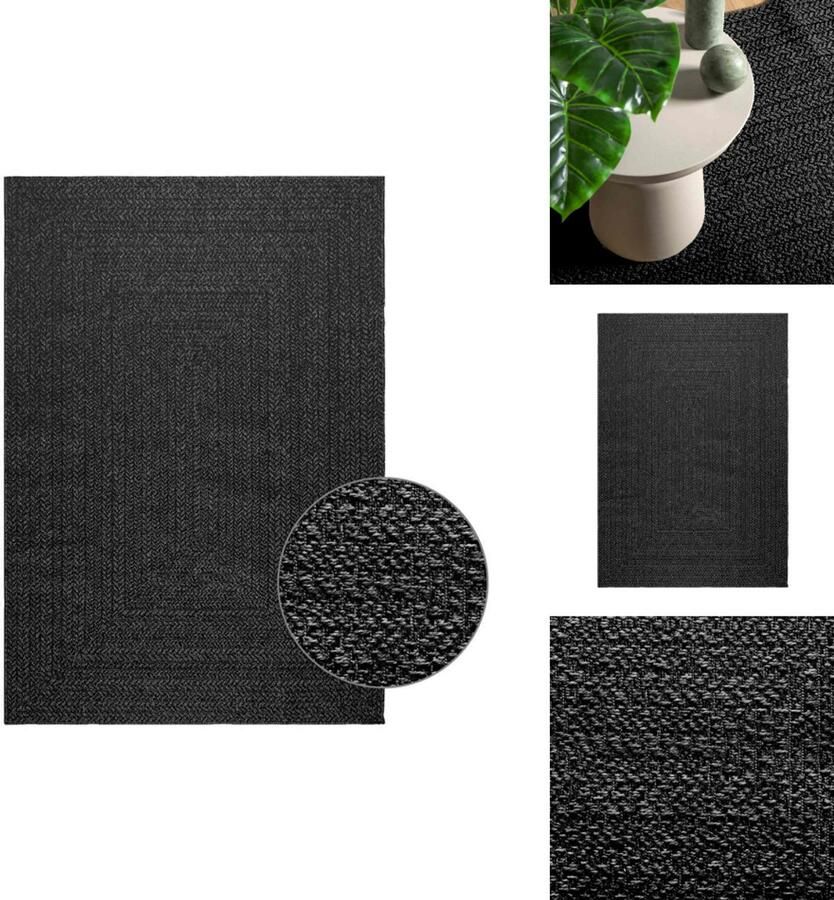 VidaXL Vloerkleed ZIZUR 140x200cm Jute Look Antraciet Vloerkleed Outdoor Tapijten Patio Dekentjes Juten Look Antieke Vloeren